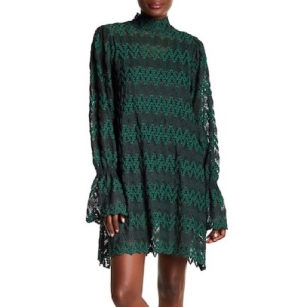 Free People Green Lace Simone Mini Dress